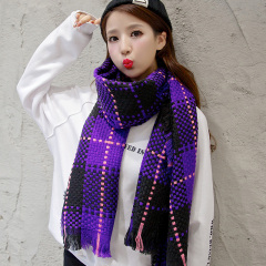 围巾女冬季学生新款韩版纹毛线针织围脖女冬季长款女士披肩保暖