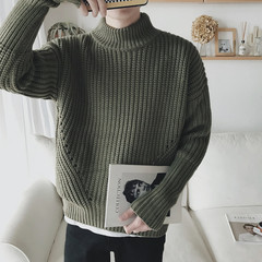 祈钒2016冬季新款半高领毛衣男士韩版线衫套头针织毛衣青年外套