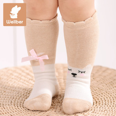 威尔贝鲁 夏季纯棉袜 婴儿袜子 儿童长筒袜宝宝地板 1-3-5岁春秋