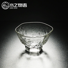 水之物语 日式锤纹杯 金边功夫茶具配件 锤纹品杯金线耐热玻璃杯