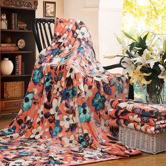 富安娜圣之花毯子冬季法兰绒毛毯加厚保暖床单盖毯双人单人花半里