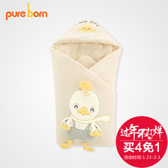 pureborn  新生婴儿冬抱被宝宝纯棉加厚襁褓包被婴儿夹棉抱毯包巾