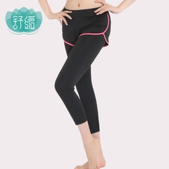舒缓瑜伽七分裤修身显瘦跑步运动时尚休闲健身假两件弹力裤女服夏