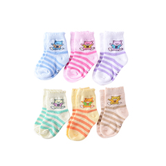 童泰新款宝宝袜子 男女宝宝0-1岁中筒三双装袜子