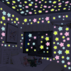 夜光荧光贴自粘3D立体墙贴画卧室儿童房墙上壁纸天花板装饰品星星