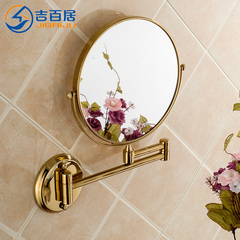吉百居 美容镜 壁挂浴室化妆镜 折叠卫生间伸缩镜子 双面放大梳妆