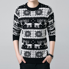 韩版男装 秋冬季长袖男士毛衣加厚圆领针织衫毛线衣服毛衫上衣 潮