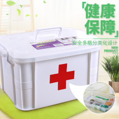 沃之沃多层医药箱塑料家用急救箱置物盒大号家庭药品整理盒储物箱