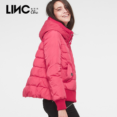 LINC/金羽杰2015冬季拉链侧兜短款羽绒服女A版显瘦加厚潮591141