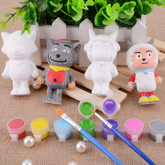 奥宇儿童手工艺术DIY颜料益智石膏画娃娃彩绘套装涂鸦装饰画玩具