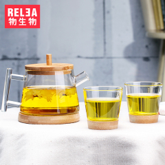 物生物竹艺居士壶 耐热玻璃茶壶套装 创意茶具带盖过滤水壶花茶壶