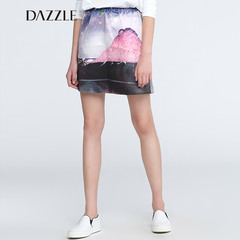 DAZZLE地素 艺术图案个性拼接青春高腰半身裙 251S209