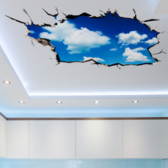 3D立体天花板墙贴画壁纸自粘房间装饰品卧室创意房顶寝室宿舍墙纸