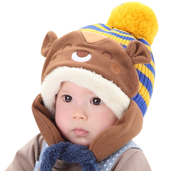 冬天婴儿帽子1-2岁儿童毛线帽秋冬款男童女童宝宝针织帽护耳童帽