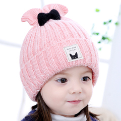 韩版儿童帽子女秋冬2-3-5岁女童帽加绒保暖针织毛线帽护耳宝宝帽