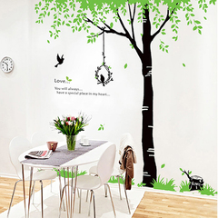 绿色情侣大树可移除墙贴纸卧室客厅沙发餐厅房间装饰背景墙壁贴画
