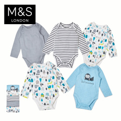 M&S/马莎童装新生婴儿0至3岁5件装纯棉动物连体衣T786960
