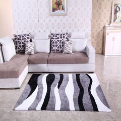 欧式美式中式时尚客厅茶几沙发卧室地毯 弹力丝几何图案可定制