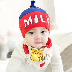 春季婴儿套头帽纯棉0-3-6个月宝宝帽子秋男女童韩国新生儿睡觉帽