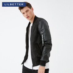 Lilbetter飞行服男 空军夹克PU皮拼接迷彩外衣男士休闲青少年外套