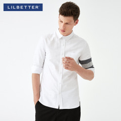 Lilbetter衬衣男 长袖2017春新款韩版休闲修身寸衫纯棉男士衬衫