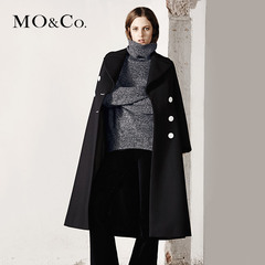 MO&Co.长线条大翻领错位喷漆纽扣A型毛呢大衣MA1631OVC01 moco