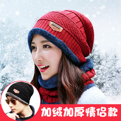 毛线帽子女冬季套帽韩版贴标护耳帽韩国男士加绒包头帽加厚针织帽