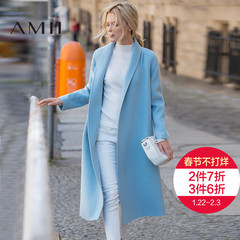 6Amii[极简主义]100%羊毛外套2016冬装新款宽松毛呢大衣女装