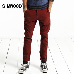 Simwood简木男装简约男士卡其色休闲裤臀部多袋修身微弹小脚长裤