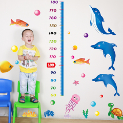 海豚身高贴卡通儿童房墙贴纸 幼儿园墙纸贴画卧室墙面可移除壁贴