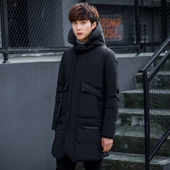 冬季新款男士中长款羽绒服外套青少年韩版男装保暖加厚连帽羽绒衣